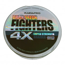 Плетенка Kaida Pro FIGHTERS X4 Dark Green зеленый 100м 0,1 мм