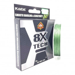 Плетеный шнур Kaida 8X TECH GREEN темно зеленая 150м 0,23 мм