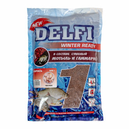 Прикормка DELFI зимняя ICE Ready увлажненная карась; чеснок, коричневая, 500 г