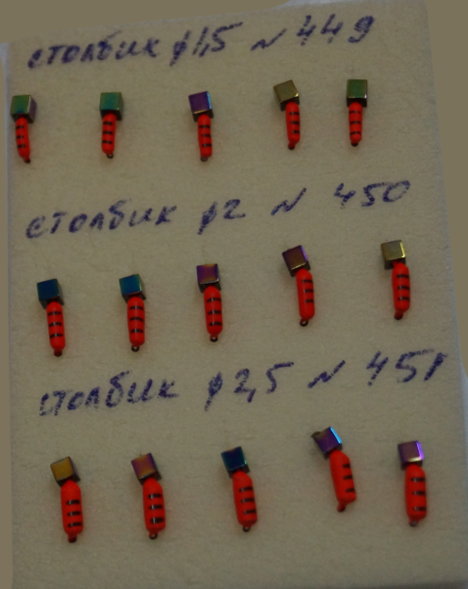 Мормышка вольфрамовая Столбик 1.5 с кубиком Хамелеон красный 449