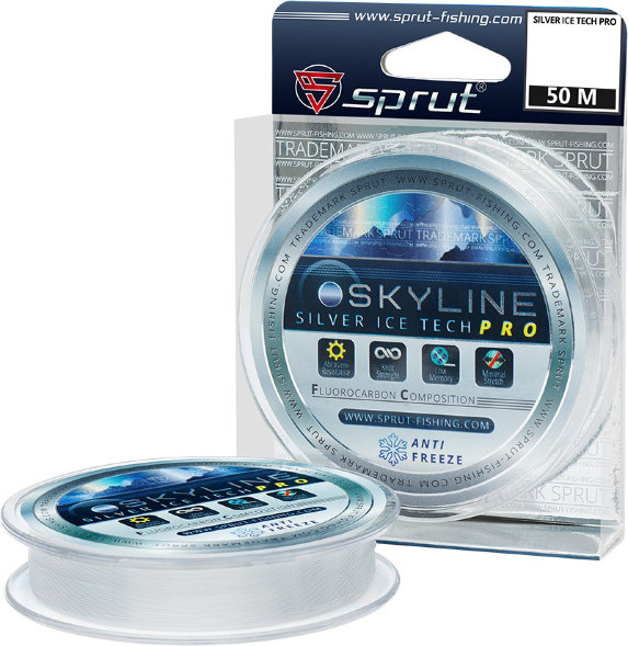 Леска Sprut Skyline Fluorocarbon Composition IceTech PRO Silver 0.305 50м