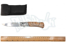 Нож 0078 складной Тигр сталь 65х13, ручка дерево, рисунок на металле
