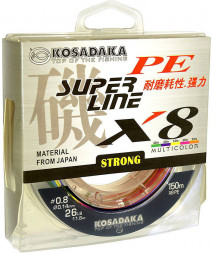 Леска плетеная Kosadaka Super PE X8 multicolor 0.20 150м