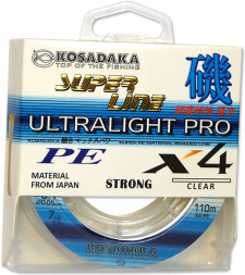 Леска плетеная Kosadaka Super PE X4 Ultralight PRO прозр. 0.10 110м