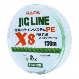 Плетенка KAIDA 20 JIG LINE X8 PE ярко зеленая 150м  0,20мм  35LB