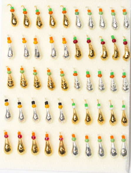 Мормышка литая с бисером Condor Уралка №2 золото/серебро 25/25, 50 шт/упак